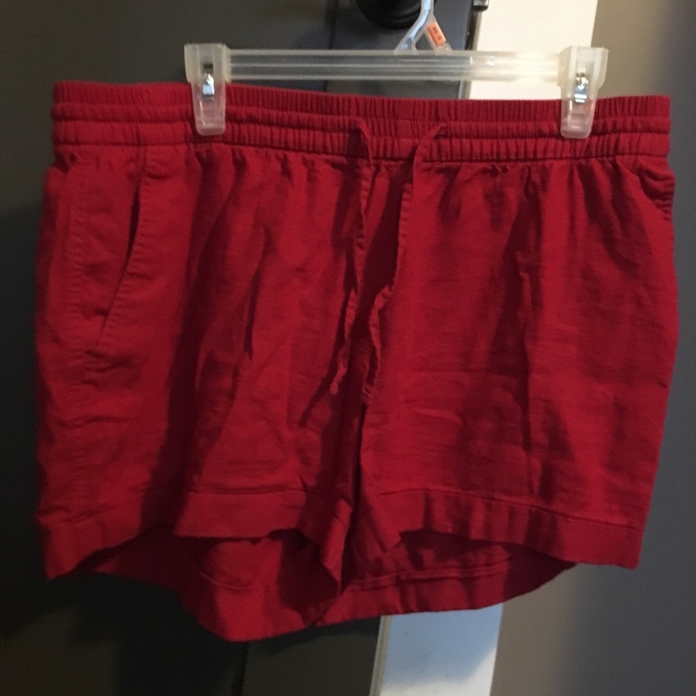2/$10 Old Navy Red Linen Elastic Waistband Shorts
